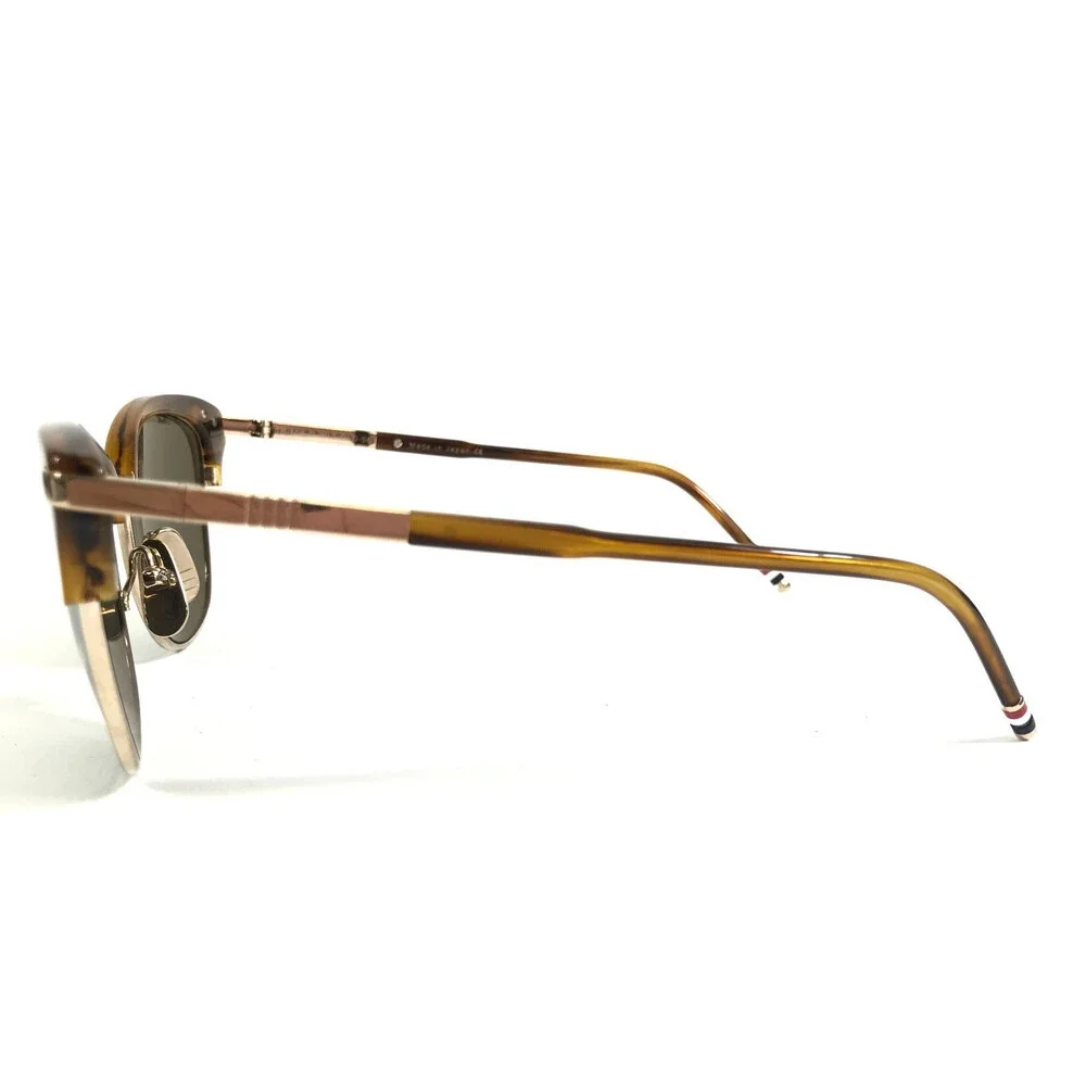 Thom Browne Sunglasses TB-505-D-WLT-GLD-56 Brown Gold Cat Eye with Green Lenses